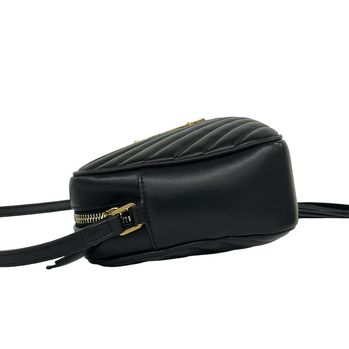 Saint Laurent Paris YSL Logo Leather Tassel Chain Shoulder Bag Black — view 5