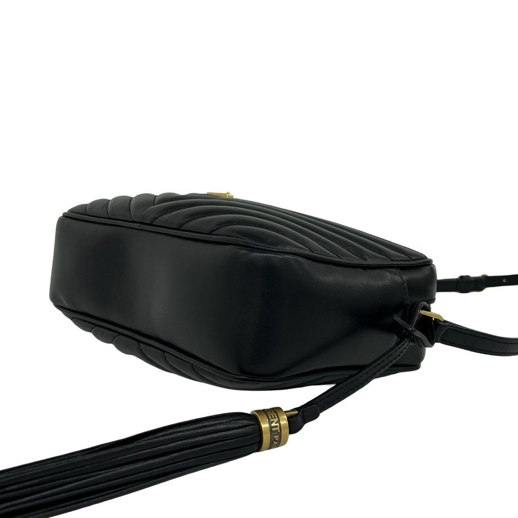 Saint Laurent Paris YSL Logo Leather Tassel Chain Shoulder Bag Black — view 8