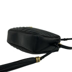Saint Laurent Paris YSL Logo Leather Tassel Chain Shoulder Bag Black — view 8