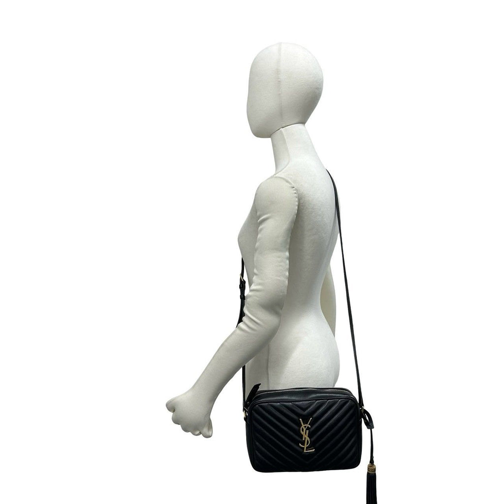 Saint Laurent Paris YSL Logo Leather Tassel Chain Shoulder Bag Black — view 2