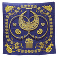 Hermes Scarf Carre 90 les Cavaliers D'or Yellow Golden Knight Silk Navy Large