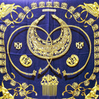 Hermes Scarf Carre 90 les Cavaliers D'or Yellow Golden Knight Silk Navy Large — view 2