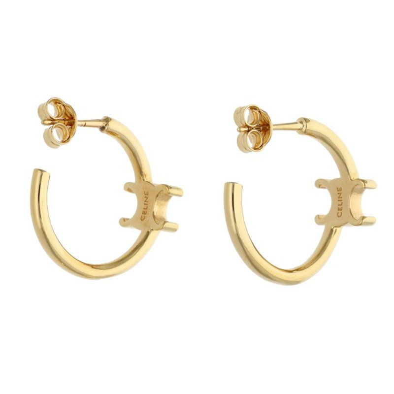 Celine Triomphe Logo Hoop Earrings — view 2