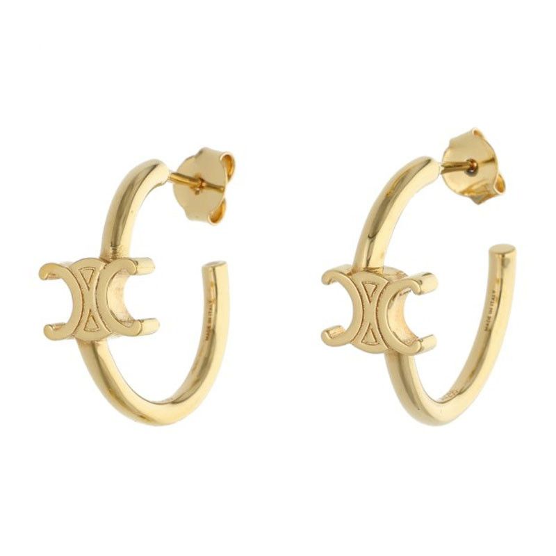 Celine Triomphe Logo Hoop Earrings