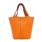 Hermes Picotin PM Taurillon Clemence Leather Handbag Mini Tote Orange — view 3