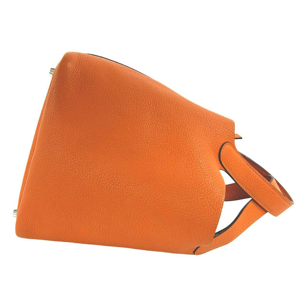 Hermes Picotin PM Taurillon Clemence Leather Handbag Mini Tote Orange — view 6