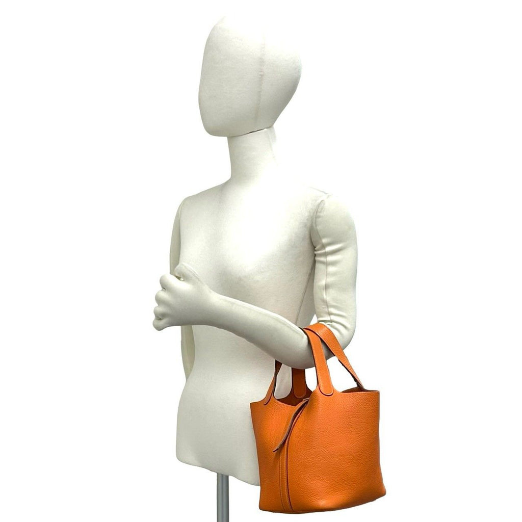 Hermes Picotin PM Taurillon Clemence Leather Handbag Mini Tote Orange — view 2