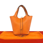 Hermes Picotin PM Taurillon Clemence Leather Handbag Mini Tote Orange