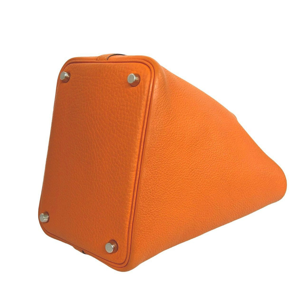 Hermes Picotin PM Taurillon Clemence Leather Handbag Mini Tote Orange — view 8