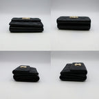 Chanel Small Flap Wallet Caviar Leather Trifold Black CC Logo Gold Safety Pin — view 3