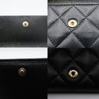 Chanel Small Flap Wallet Caviar Leather Trifold Black CC Logo Gold Safety Pin — view 5