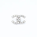 Chanel CC Logo Stud Single Earrings Stamp Metal Silver Rhinestone
