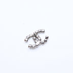 Chanel CC Logo Stud Single Earrings Stamp Metal Silver Rhinestone — view 7
