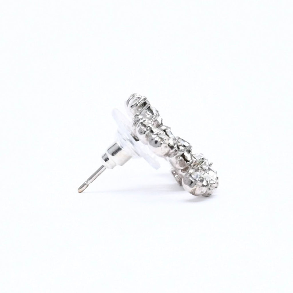 Chanel CC Logo Stud Single Earrings Stamp Metal Silver Rhinestone — view 4