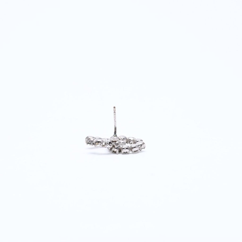 Chanel CC Logo Stud Single Earrings Stamp Metal Silver Rhinestone — view 8