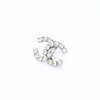 Chanel CC Logo Stud Single Earrings Stamp Metal Silver Rhinestone — view 2