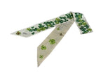 Dior Scarf Mitzah Off White Green Multicolor Silk 100% Clover Ladybug Bee Motif
