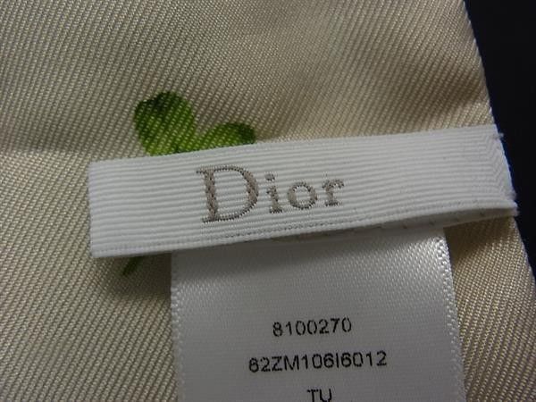 Dior Scarf Mitzah Off White Green Multicolor Silk 100% Clover Ladybug Bee Motif — view 4