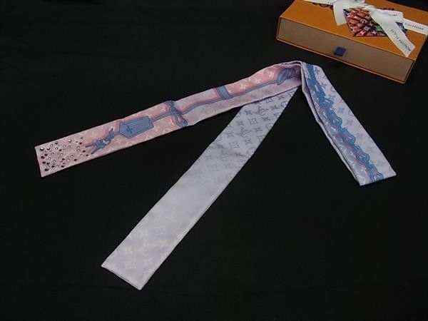 Louis Vuitton Scarf Bandeau BB Rising Confidential Pink Blue Multicolor Silk — view 5