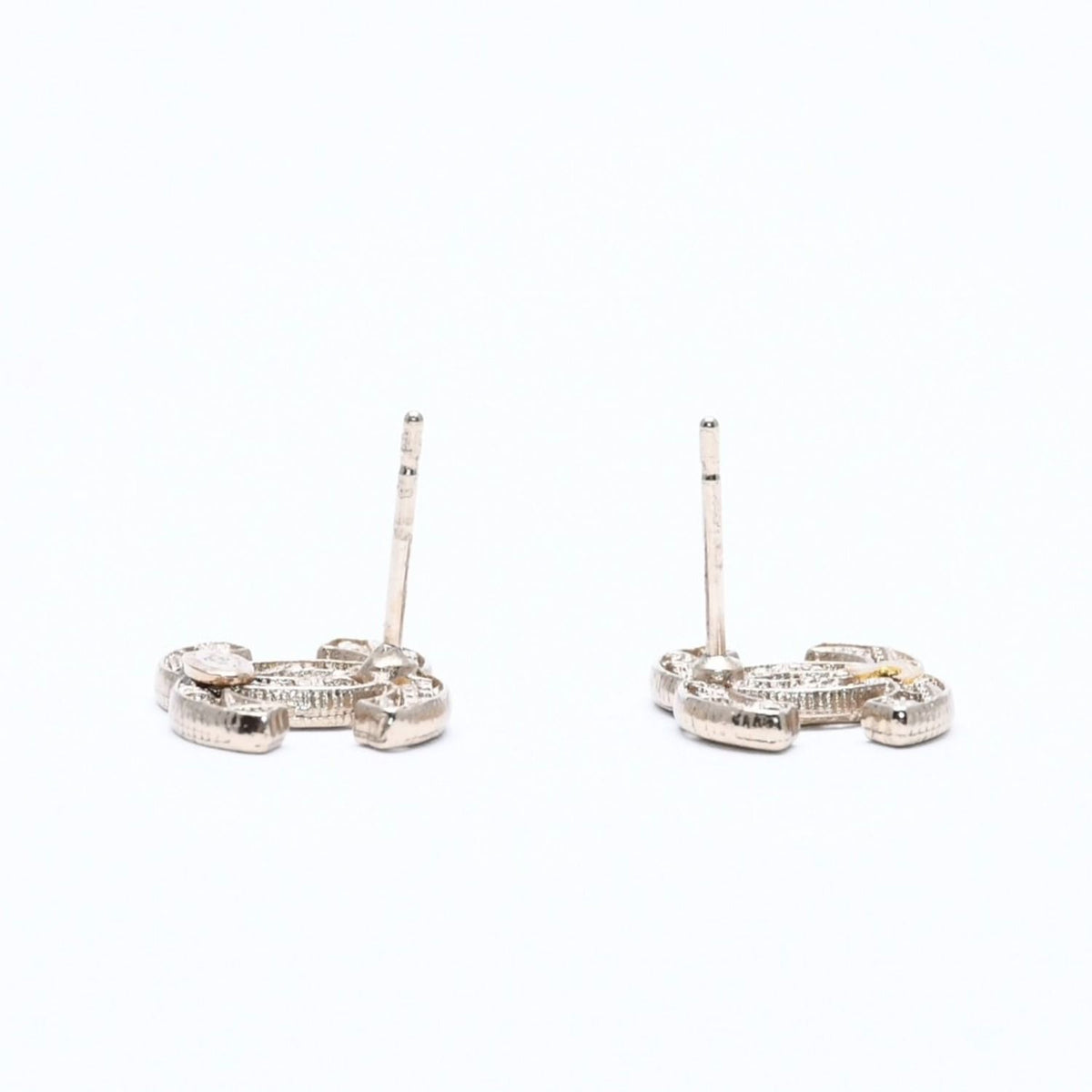 Chanel CC Logo Stud Earrings 14K Stamp Metal Gold — view 8