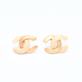 Chanel CC Logo Earrings Stamp Metal Gold Ivory