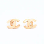 Chanel CC Logo Earrings Stamp Metal Gold Ivory