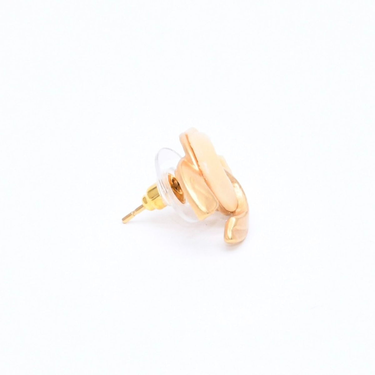 Chanel CC Logo Earrings Stamp Metal Gold Ivory — view 4