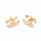 Chanel CC Logo Earrings Stamp Metal Gold Ivory — view 7
