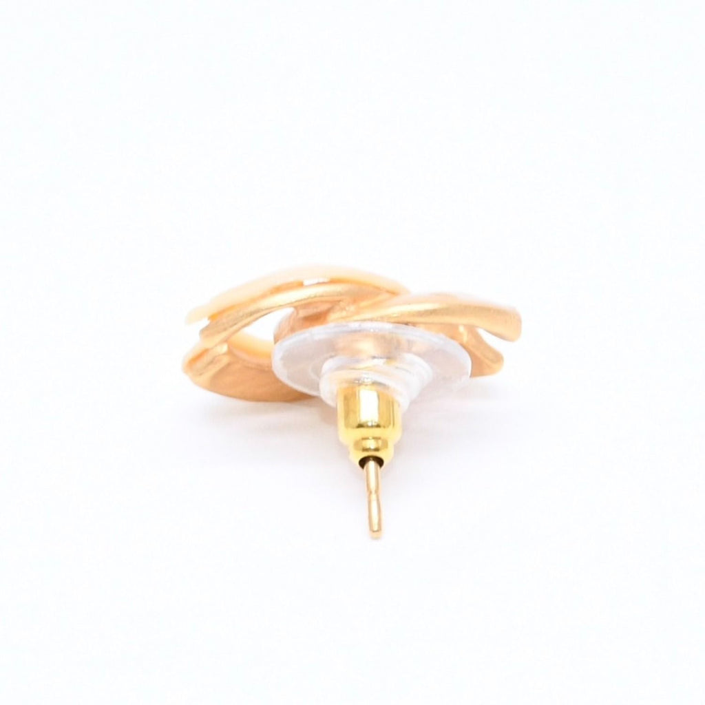Chanel CC Logo Earrings Stamp Metal Gold Ivory — view 6