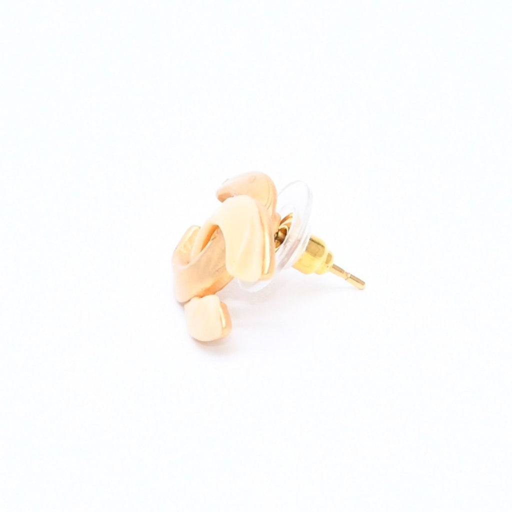 Chanel CC Logo Earrings Stamp Metal Gold Ivory — view 5