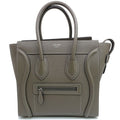 Celine Luggage Micro Handbag Leather Suri Silver