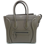 Celine Luggage Micro Handbag Leather Suri Silver