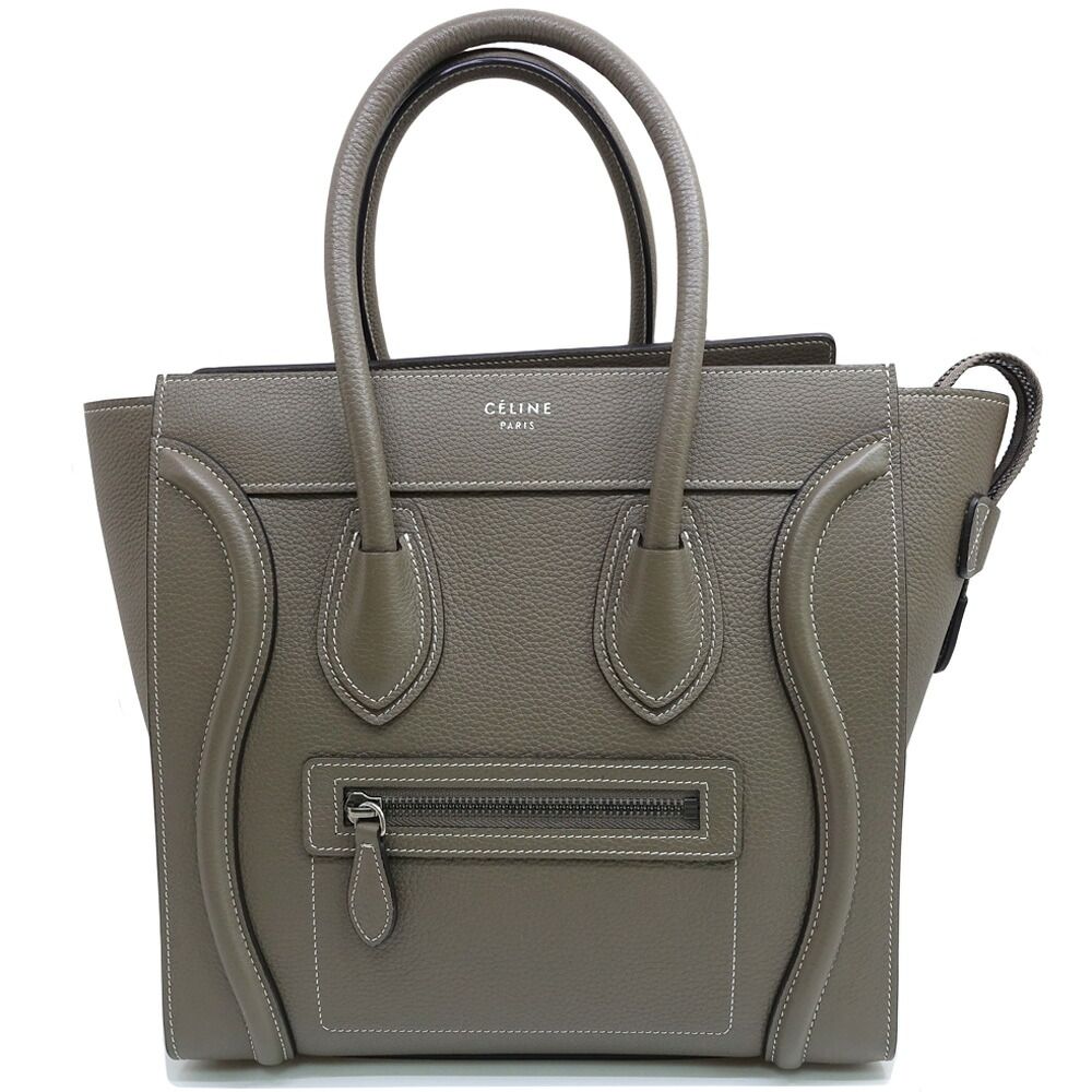 Celine Luggage Micro Handbag Leather Suri Silver