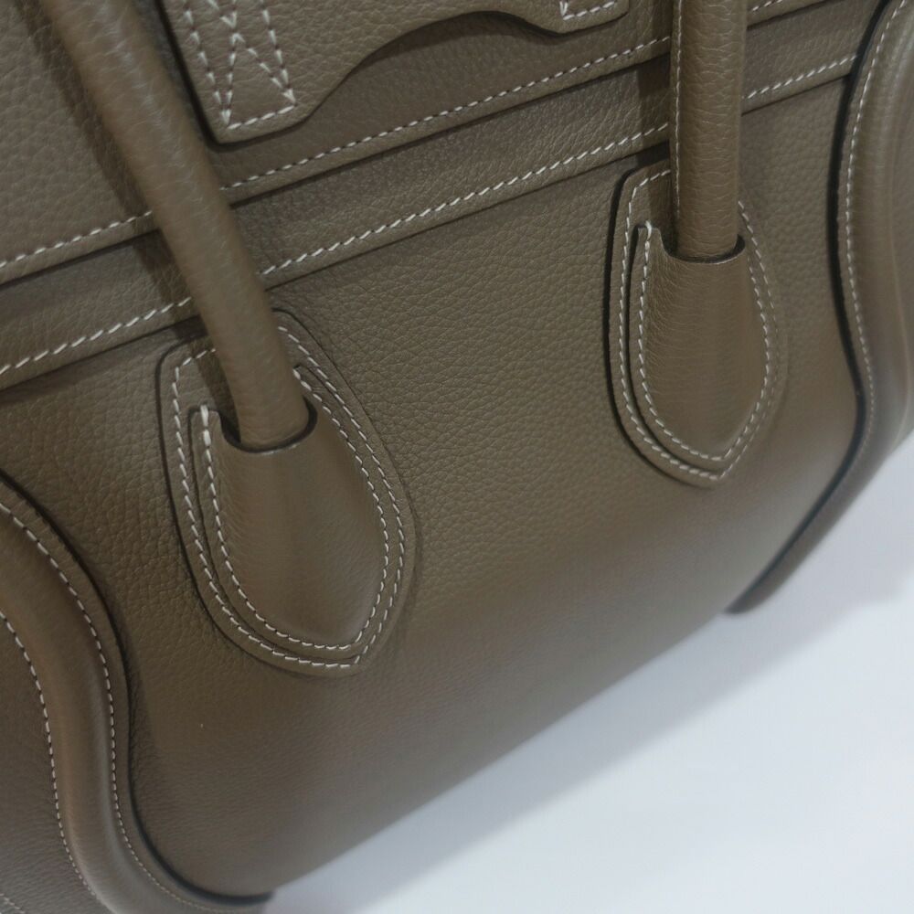 Celine Luggage Micro Handbag Leather Suri Silver — view 8