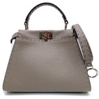 Fendi Peekaboo Mini Handbag Leather Silver