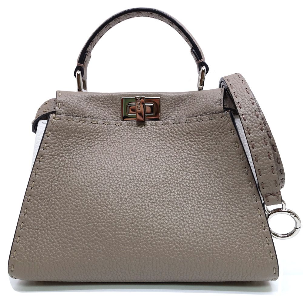 Fendi Peekaboo Mini Handbag Leather Silver