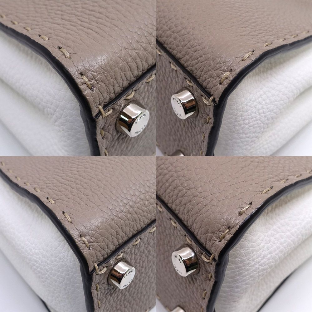 Fendi Peekaboo Mini Handbag Leather Silver — view 5
