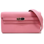 Hermes Kelly Wallet to Go Rose Confetti Silver