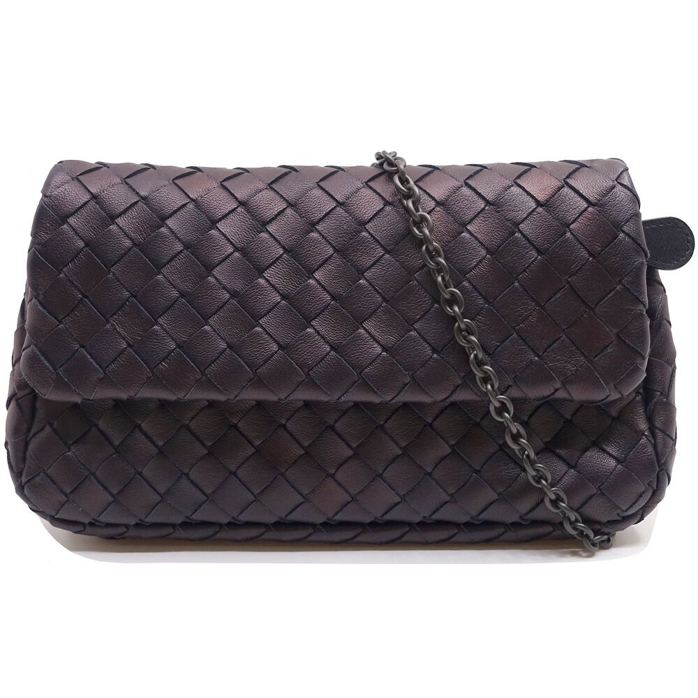 Bottega Veneta Intrecciato Shoulder Bag Leather Purple