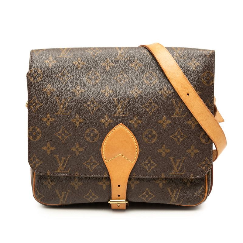 Louis Vuitton Monogram Cartouchiere GM Crossbody Shoulder Bag Brown Leather
