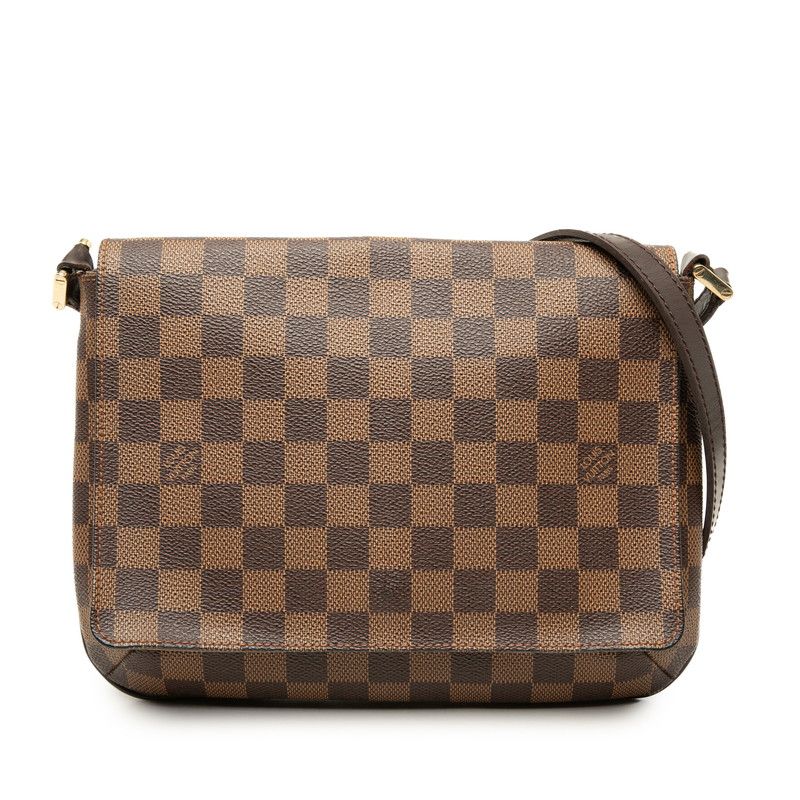 Louis Vuitton Damier Musette Tango Long Crossbody Shoulder Bag Brown Leather