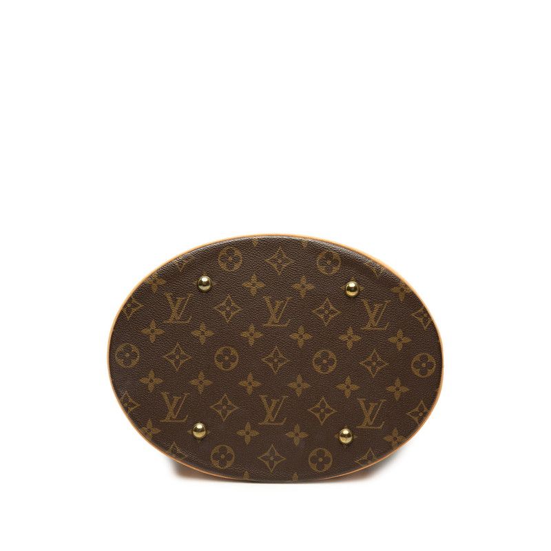 Louis Vuitton Monogram Bucket GM Tote Shoulder Bag Brown Leather — view 3