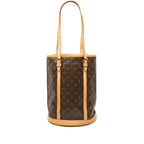 Louis Vuitton Monogram Bucket GM Tote Shoulder Bag Brown Leather