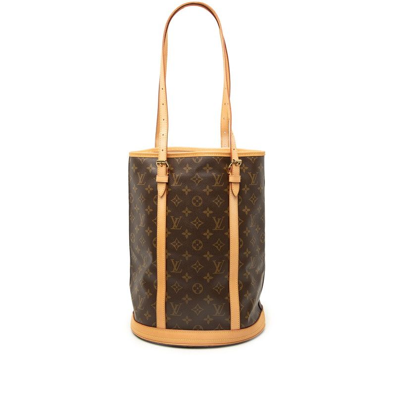 Louis Vuitton Monogram Bucket GM Tote Shoulder Bag Brown Leather
