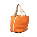 Hermes Picotin Lock MM Handbag Orange Ivory Silver Taurillon Clemence — view 2