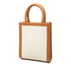 Celine Vertical Cabas Mini 2-Way Shoulder Bag White Brown Canvas Leather — view 2
