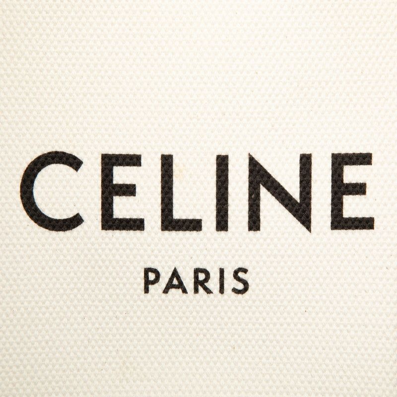 Celine Vertical Cabas Mini 2-Way Shoulder Bag White Brown Canvas Leather — view 5