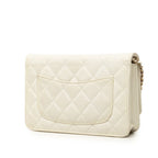 Chanel Quilted CC Logo Crossbody Chain Wallet Shoulder Bag White Caviar Leather — view 2