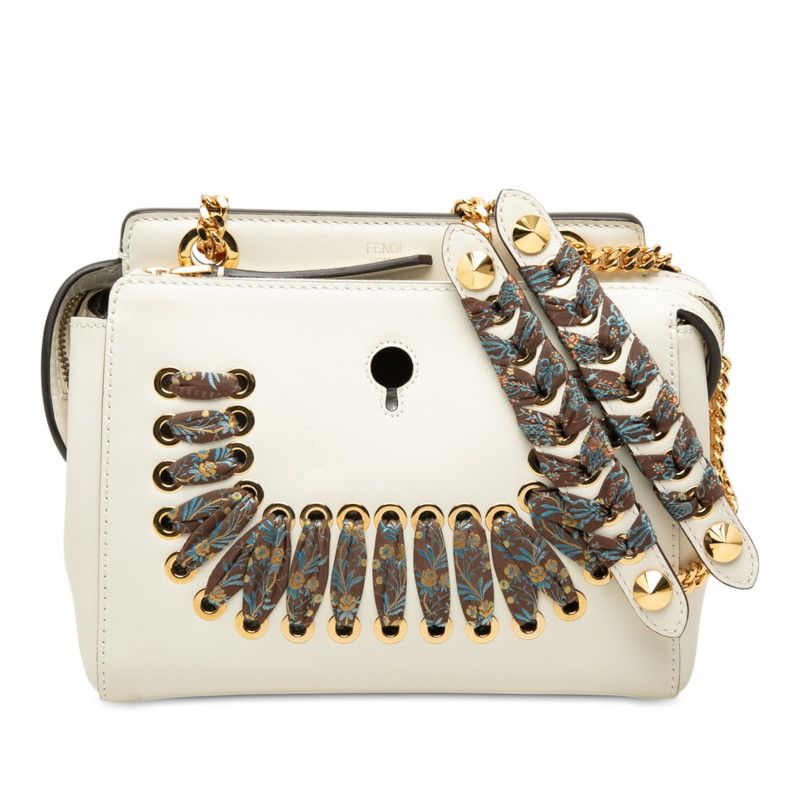Fendi Com Click Chain Shoulder Bag White Leather
