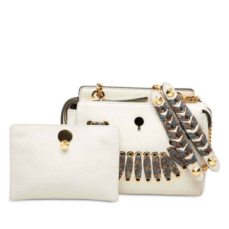 Fendi Com Click Chain Shoulder Bag White Leather — view 7